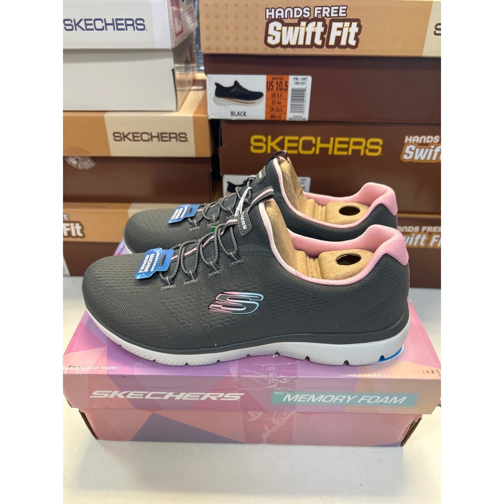 Skechers Summits Radiant Flow Womens 9.5 Charcoal Pink Sneakers 150282 CCPK 0574
